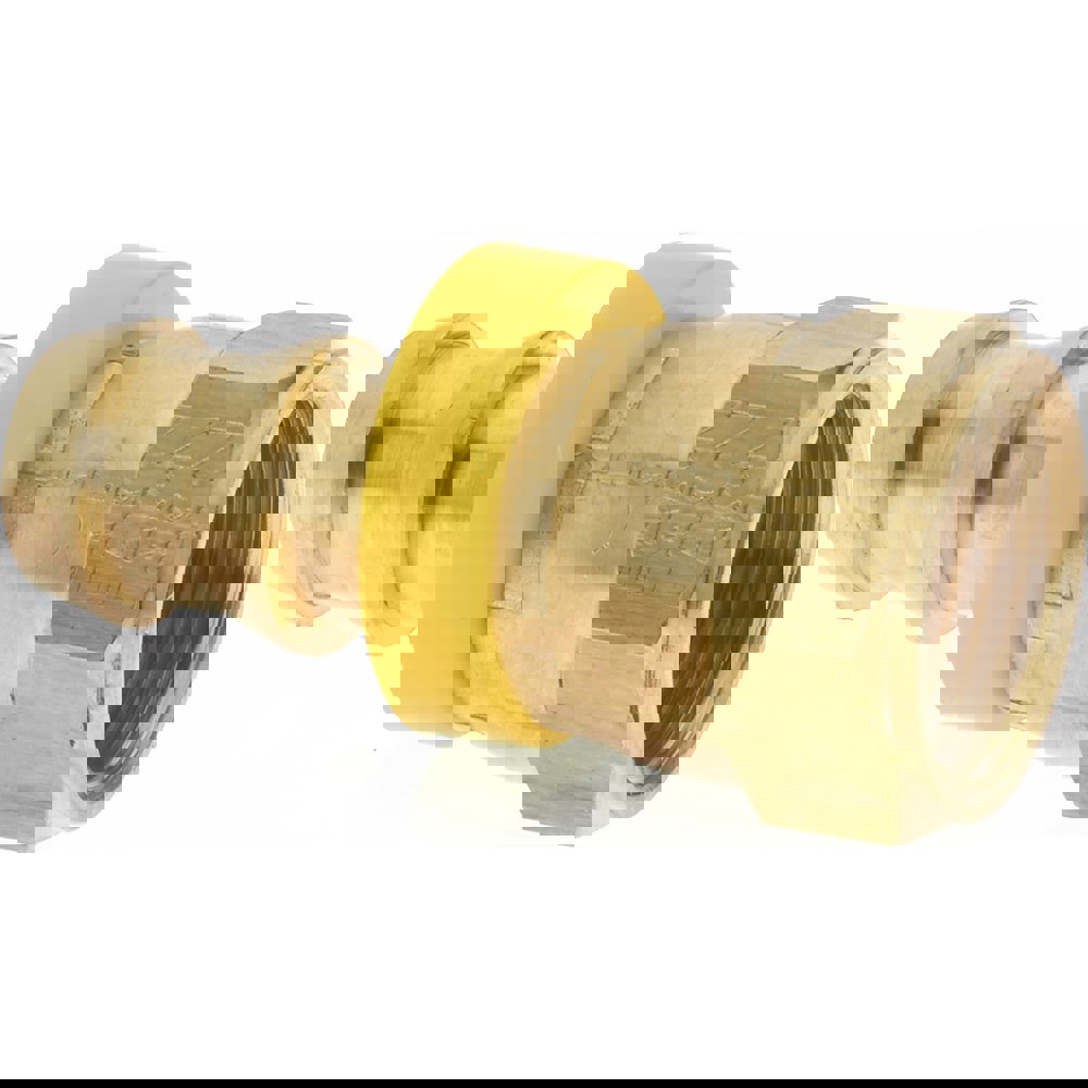 Barbed Push-On Hose Female Connector: 3/4-16 UNF, Brass, 1/2